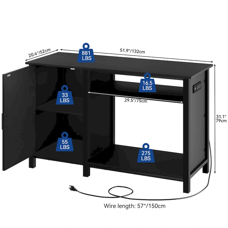 Aquarium Stand for 55-75 Gallon Fish Tanks with RGB Light Strip