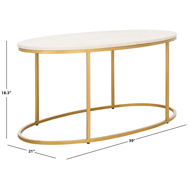 Table basse en marbre (entièrement assemblée) - 99 cm L x 53 cm P x 46 cm H - 99Lx53Px46H