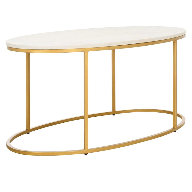 Table basse en marbre (entièrement assemblée) - 99 cm L x 53 cm P x 46 cm H - 99Lx53Px46H