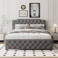 Queen Platform Bed with Twin Size Trundle and 2 USB Ports on each side