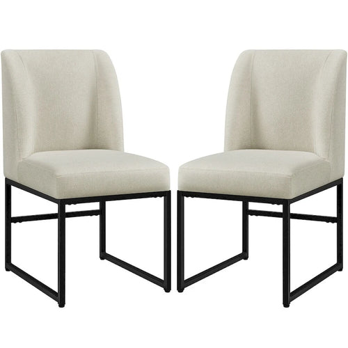 Yaheetech 2pcs Modern Upholstered Dining Chairs With Metal legs, Beige - N/A