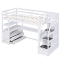 Nestfair Twin Size Loft Bed with Desk and Shelves