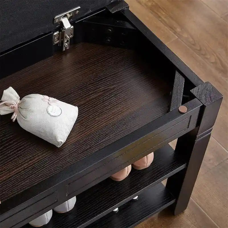Shoe Storage Bench with Cushion - 31.5D x 13.8W x 18.9H