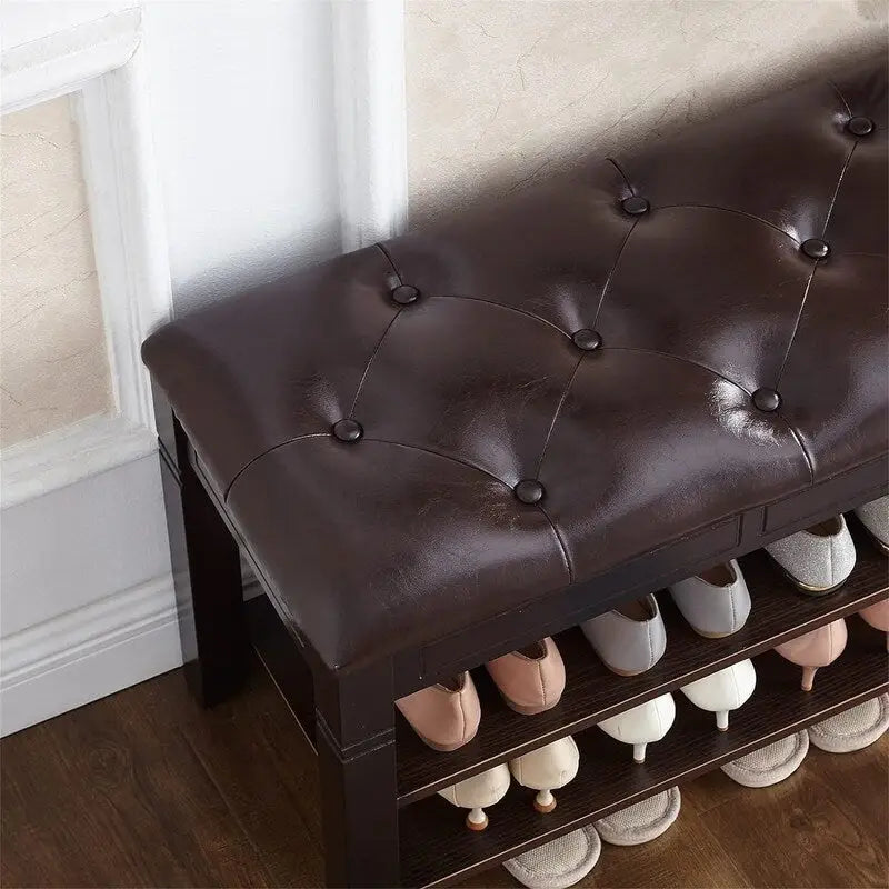 Shoe Storage Bench with Cushion - 31.5D x 13.8W x 18.9H