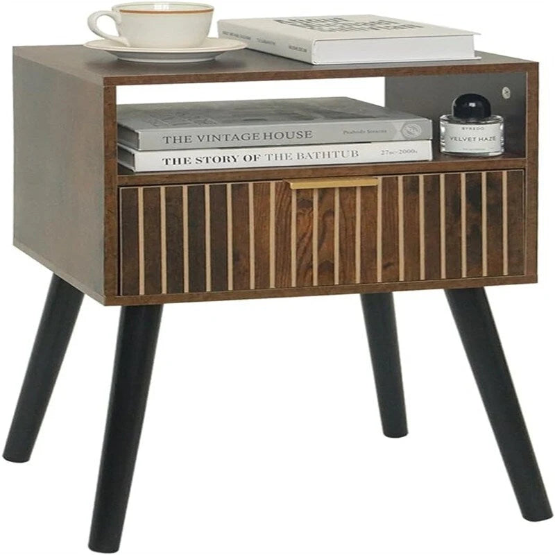 Small Nightstand Wood Bedside Table with Drawer - 11.8D x 15.7W x 23.6H
