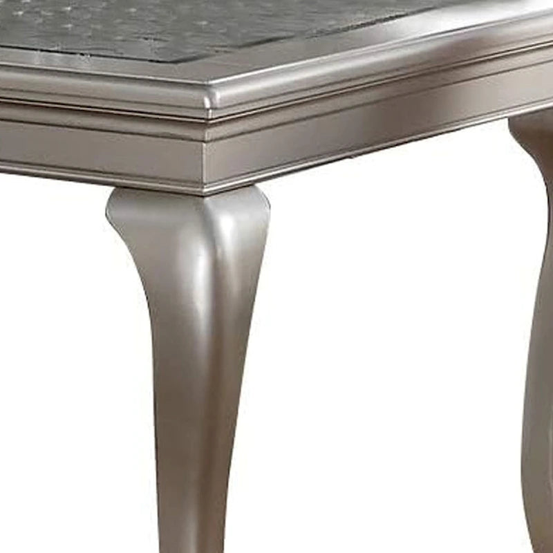 66-84 Inch Dining Table, 6 Seater Extendable, Glass Silver Wood