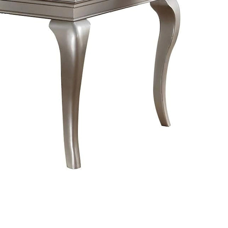 66-84 Inch Dining Table, 6 Seater Extendable, Glass Silver Wood